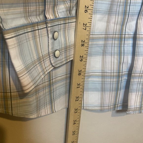 NWT Ariat Shirt Tan Blue Plaid Pearl Snap Button Up Western Pro Fit Mens XL - Picture 5 of 11